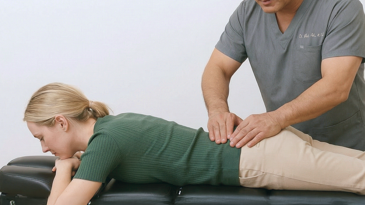 Thompson technique chiropractic adjustment using drop table for back pain